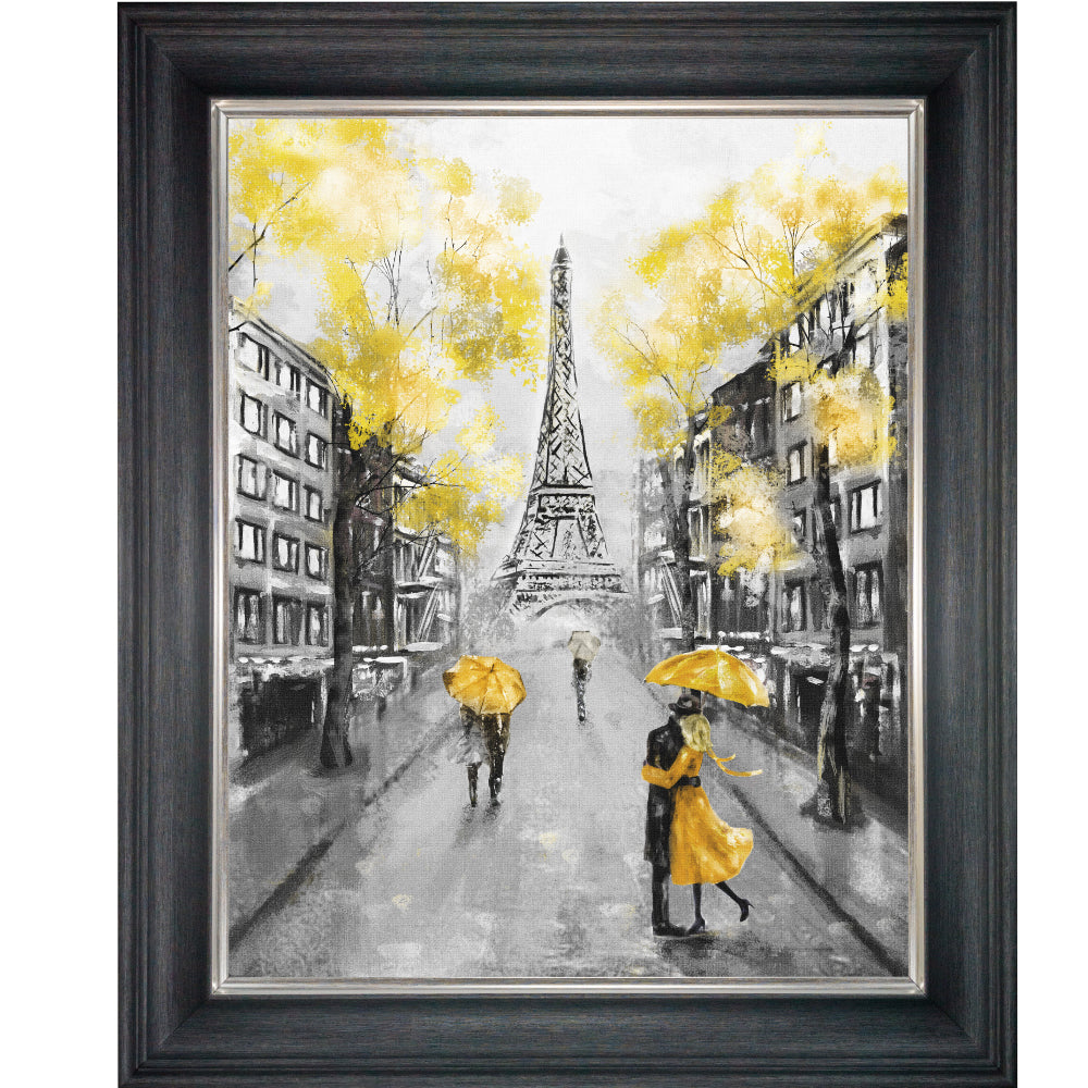 Eiffel Romance Yellow Blossom Liquid Wall Art