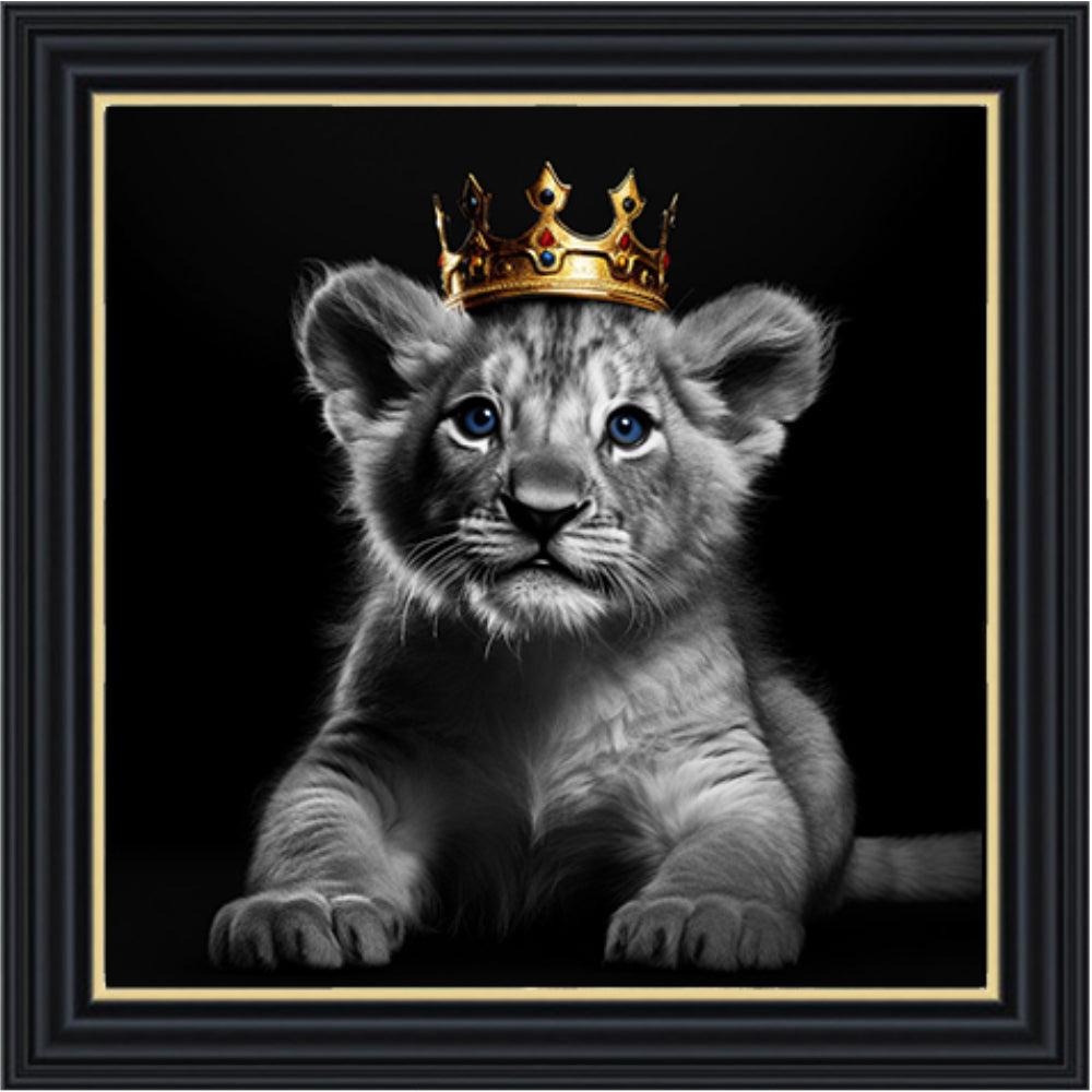 Lion Cub Black & White 1 Liquid Wall Art